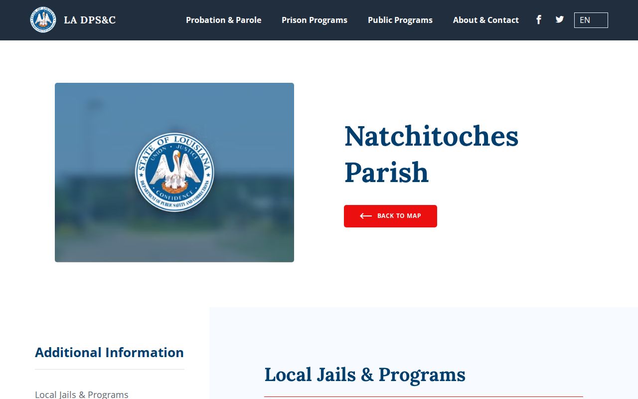Official parish detention center contact for a confirmed Natchez Louisiana arrest