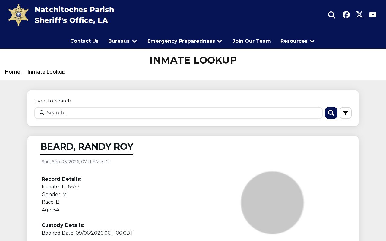 Natchitoches Parish Sheriff inmate lookup search interface