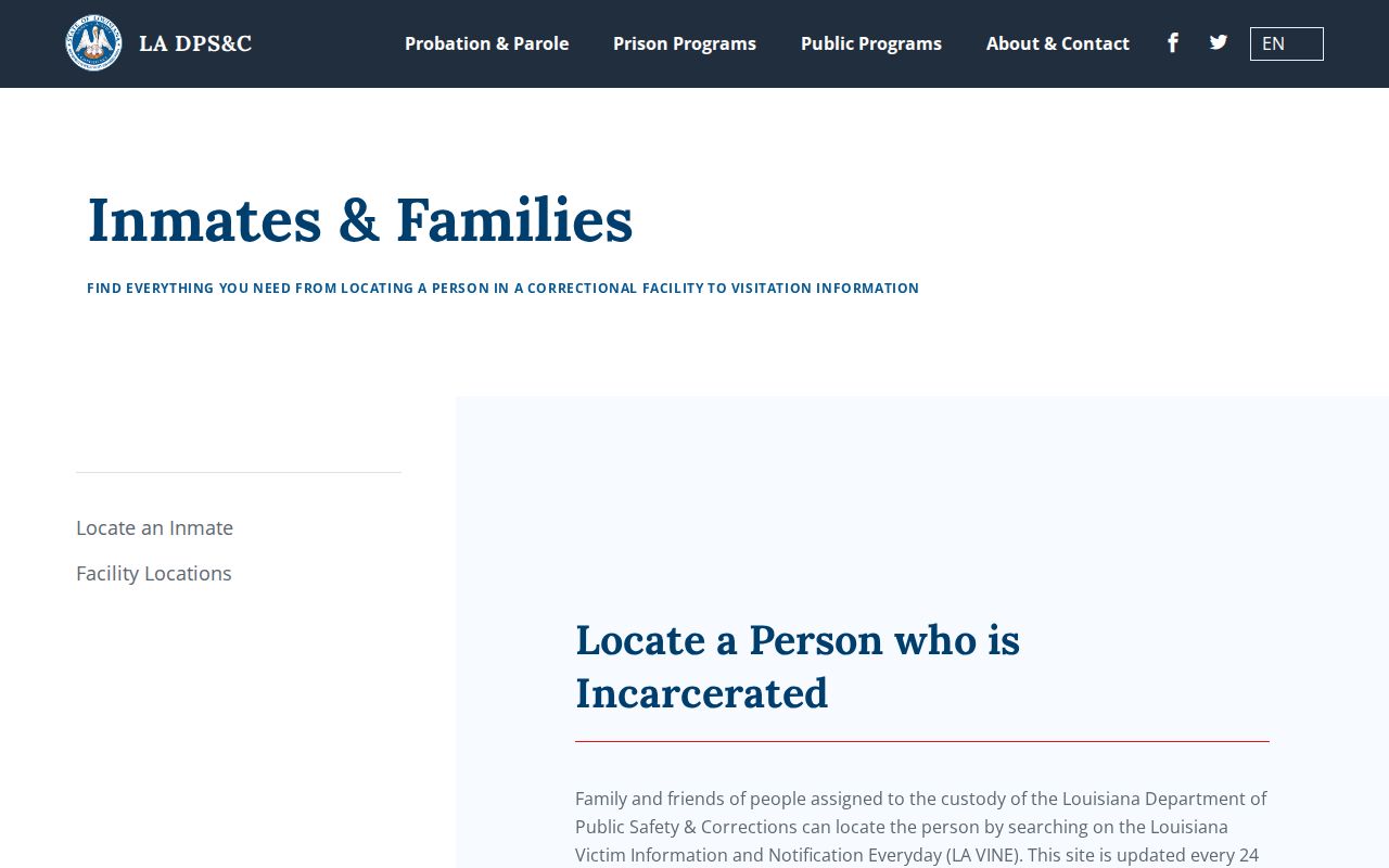 Louisiana DPS and Corrections inmate information search instructions